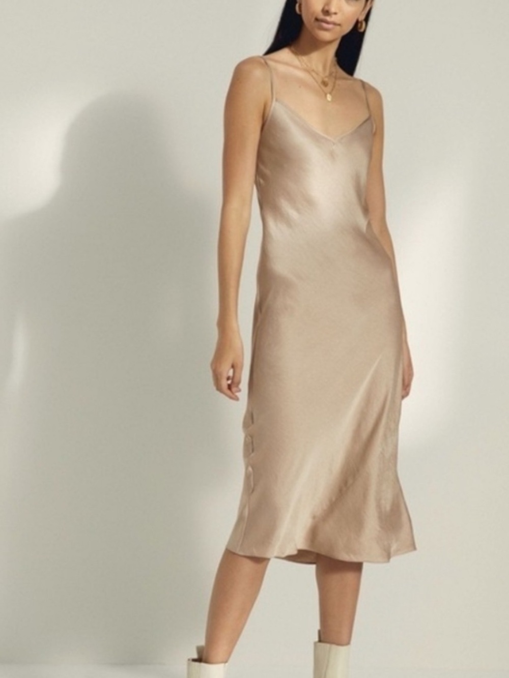 Wilfred only Slip Midi Dress in Champagne Beige